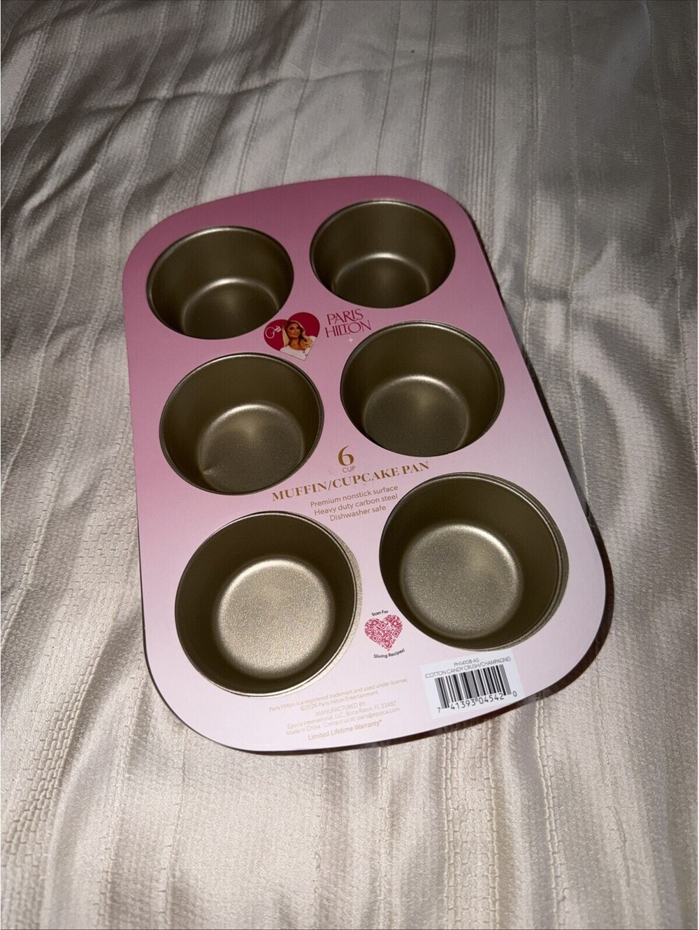 Paris Hilton 6-Cup Muffin Pan Nonstick Heavy Duty Carbon Steel Cupcake